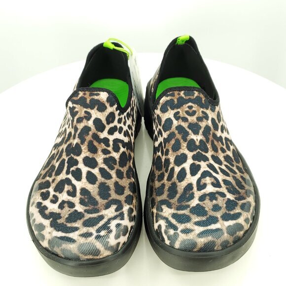 NWOT OOFOS OOmg eeZee Slip On Recovery Sneakers 8 Black/Cheetah/Tan/Animal Print - Picture 5 of 10